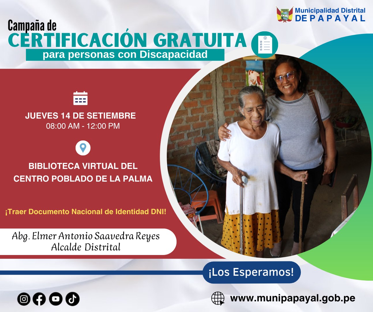 𝐆𝐑𝐀𝐍 𝐂𝐀𝐌𝐏𝐀Ñ𝐀 𝐃𝐄 𝐂𝐄𝐑𝐓𝐈𝐅𝐈𝐂𝐀𝐂𝐈Ó𝐍 𝐏𝐀𝐑𝐀 𝐏𝐄𝐑𝐒𝐎𝐍𝐀𝐒 𝐂𝐎𝐍 𝐃𝐈𝐒𝐂𝐀𝐏𝐀𝐂𝐈𝐃𝐀𝐃 𝐄𝐍 𝐄𝐋 𝐃𝐈𝐒𝐓𝐑𝐈𝐓𝐎 𝐃𝐄 𝐏𝐀𝐏𝐀𝐘𝐀𝐋.