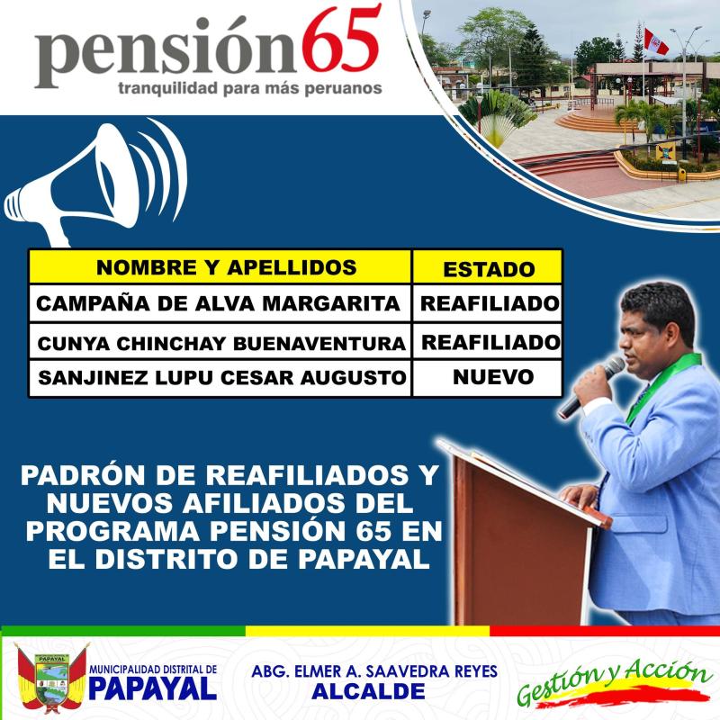 NUEVA INCORPORACION PENSION 65 